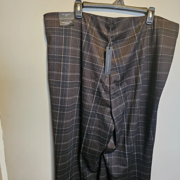 Pull On Wide Leg Crop Women's Plaid Trousers Size 3X MEG & MARGOT - Picture 10 of 16